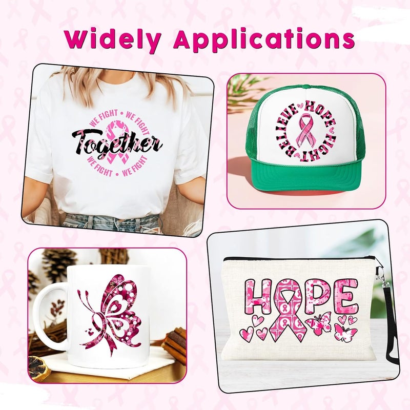 Tintnut Black Pink Ribbon Sublimation Ink Transfer Sheets - 12 Sheets 12"x10"Pink Ribbon Pattern Sublimation Transfer Paper Bundle for DIY Mugs, Tumblers, Key Chain, T-Shirts - Image 4